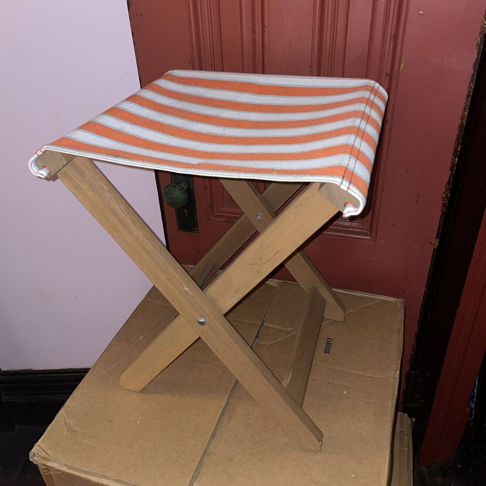 SOLBLEKT Stool, foldable eucalyptus, stripe orange - IKEA - Picture 2 of 16